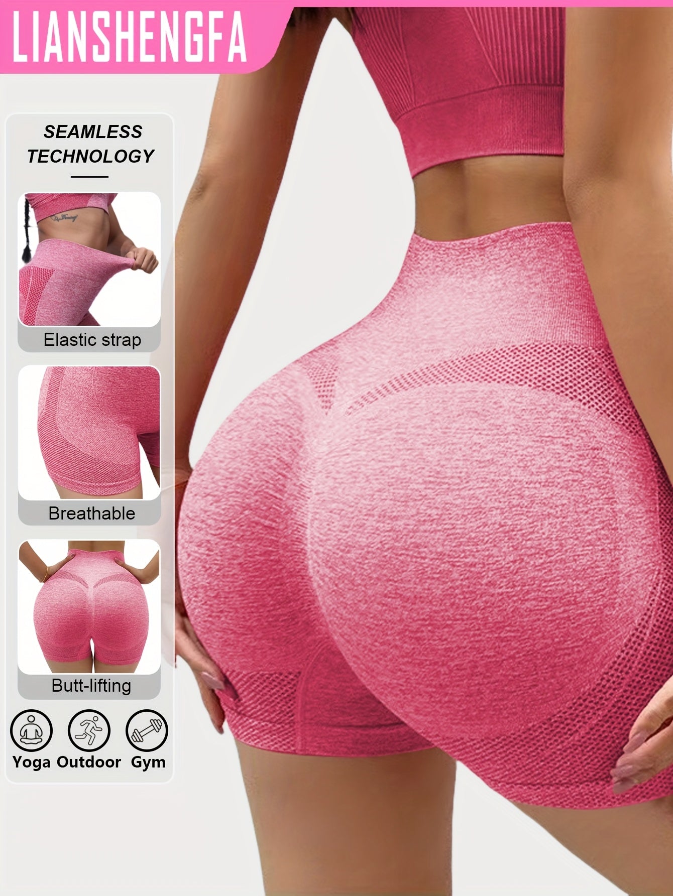 Seamless High Waist Yoga Leggings with Butt Lifting Support for Running and Outdoor Sports