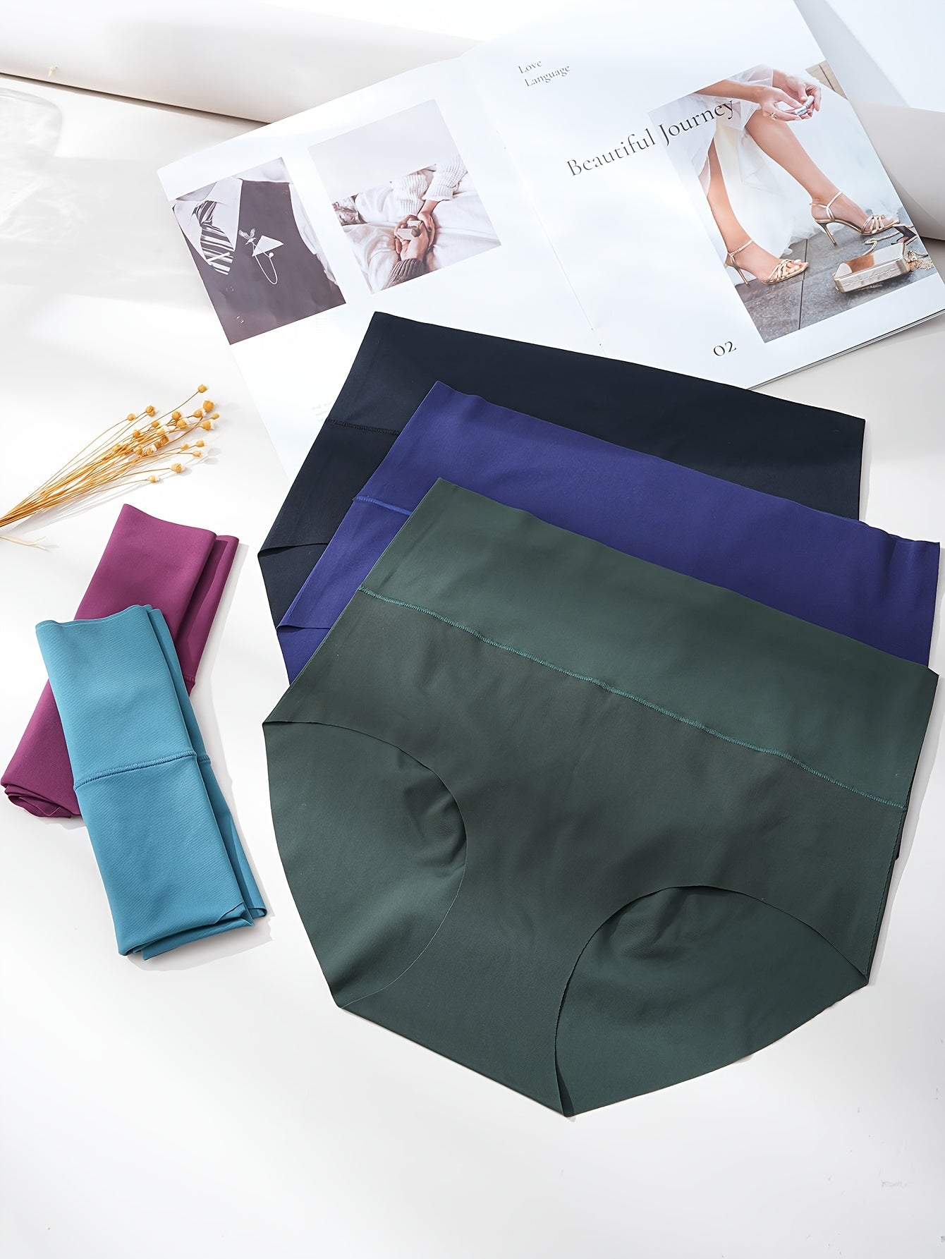 Пять плотных бесшовных трусиков с высокой талией для женщин, простые и удобные дышащие эластичные трусы.