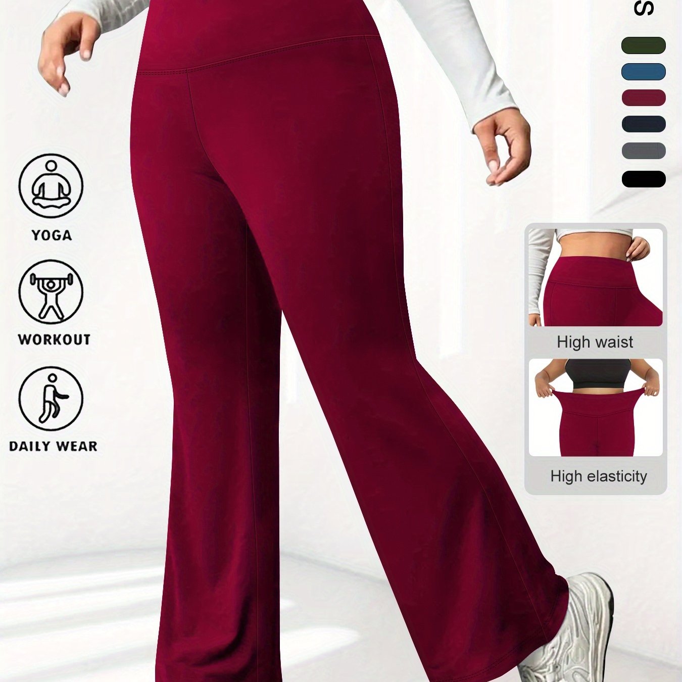 Women's Plus Size High Stretch Flared Leg Sports Pants for Workout and Fitness