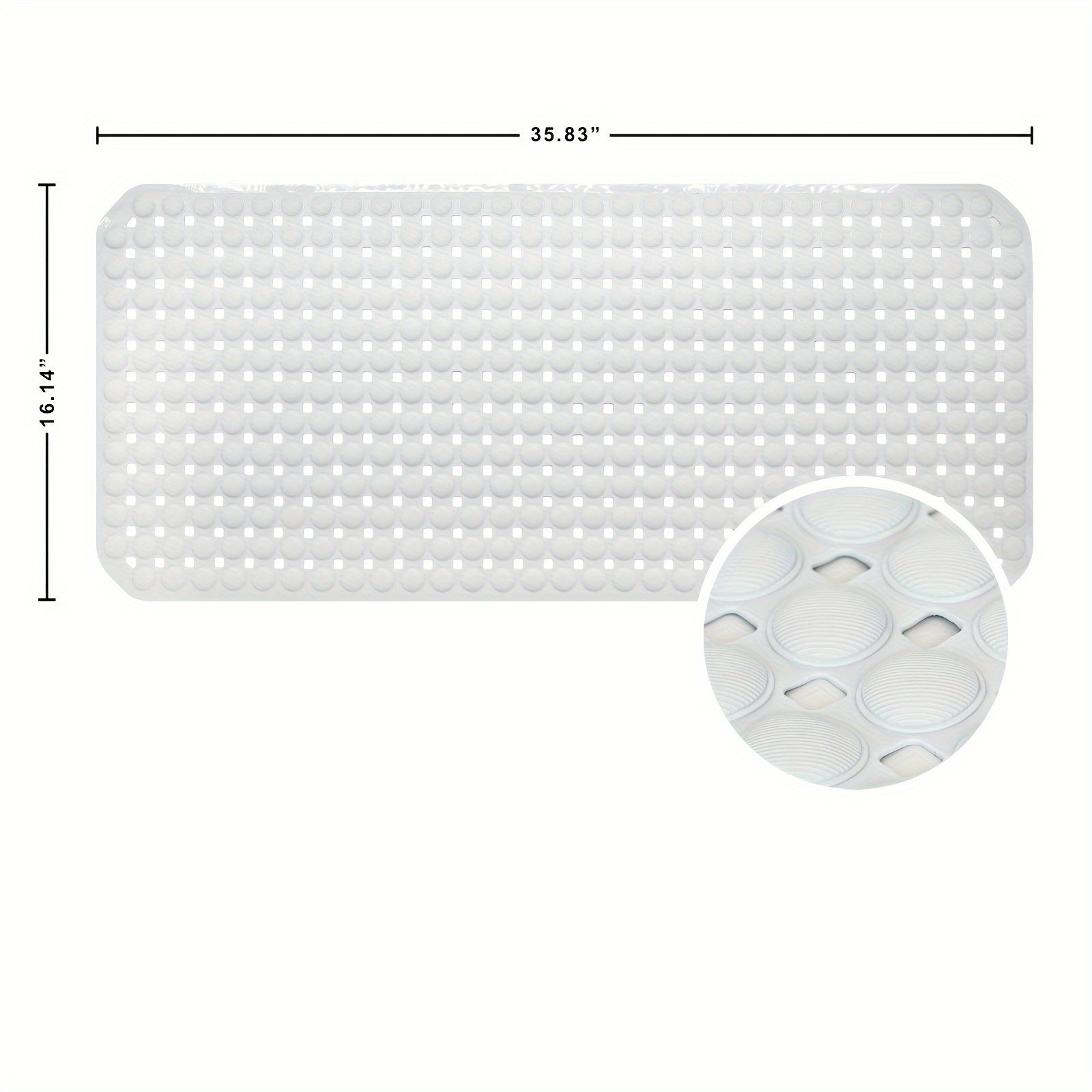 Alfombra antideslizante para bañera de PVC gris claro con ventosas y orificios de drenaje