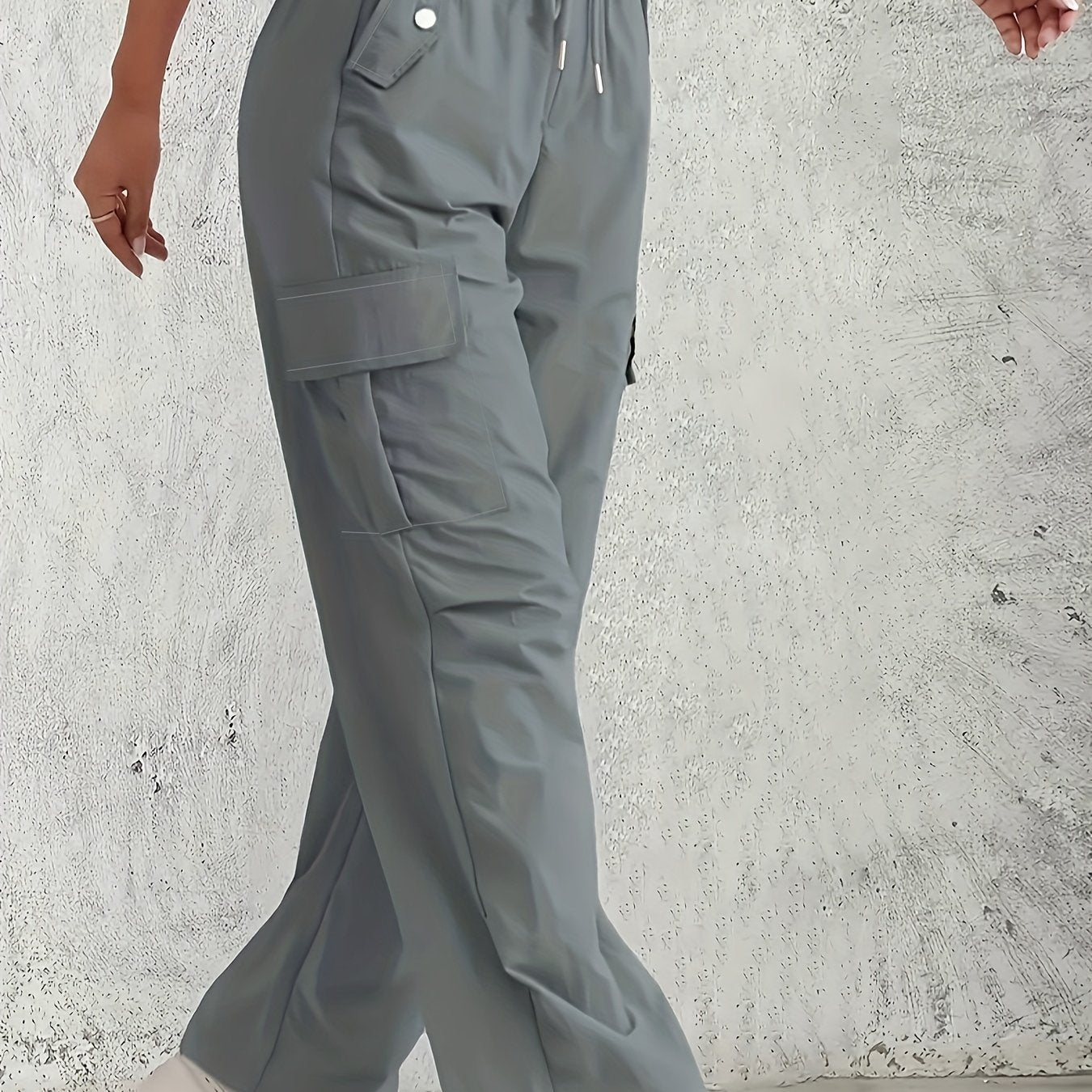 Women's Plus Size Cargo Pants Light Pink Summer Straight Fit Drawstring Waist