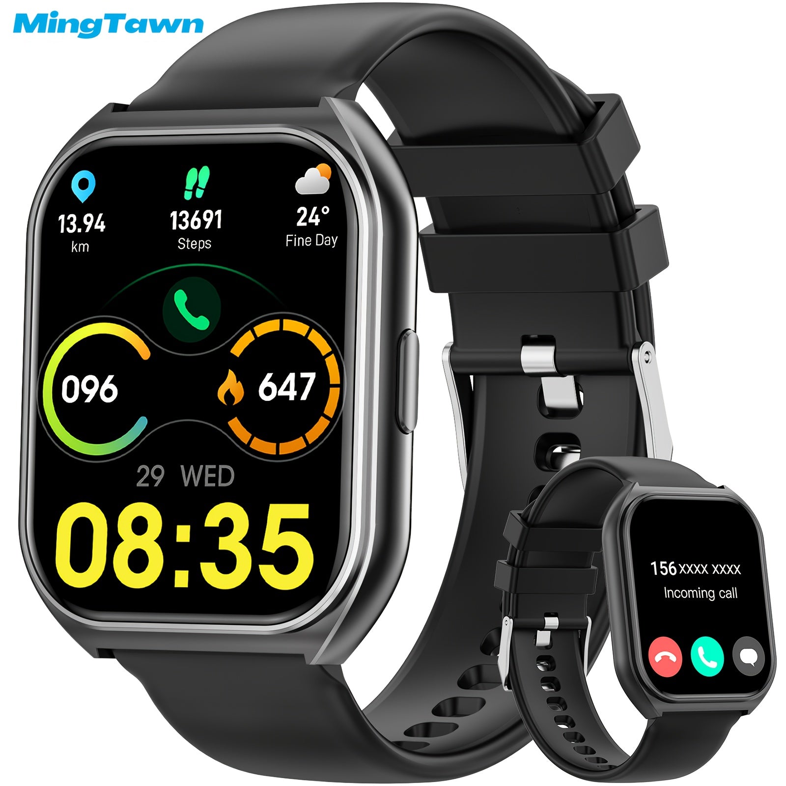 HD 1.83 Inch Touch Screen Smartwatch for Men Women Waterproof IP67 Fitness Tracker with Calls and Sports Modes