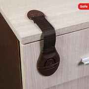 Child Safety Locks 6 Pack Non-Toxic Fabric Straps for Cabinets Drawers Toilets Refrigerator White Brown Black