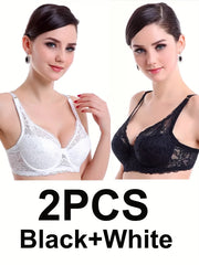 Women’s Lace Thin Sponge Bras Set 2 Pieces Comfortable Underwear