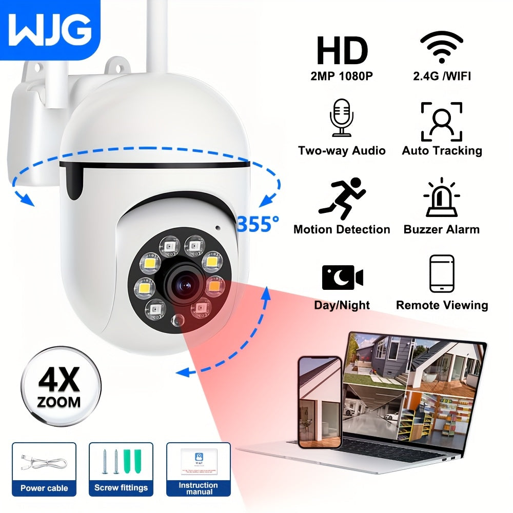 Simli Tashqi Xavfsizlik Kamerasi, 1080P Rezolyutsiya, 5G/2.4G Wi-Fi, Smartfon Ilova Bilan Boshqarish, 355° Pan/Tilt, Rangli Tungi Ko‘rish, 2-Tomonga Ovoz, Suvga Chidamli, Harakatni Aniqlash - USB Bilan Ta'minlangan (Batareya Kerak Emas)