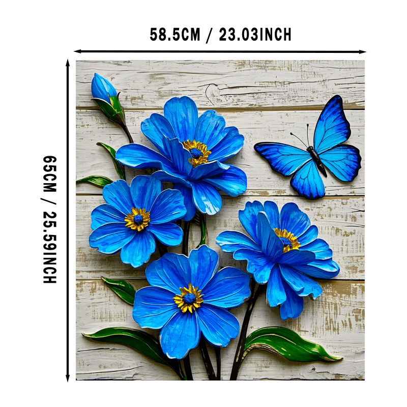 Blue Floral Butterfly Waterproof Vinyl Decal Sticker for Kitchen Appliances