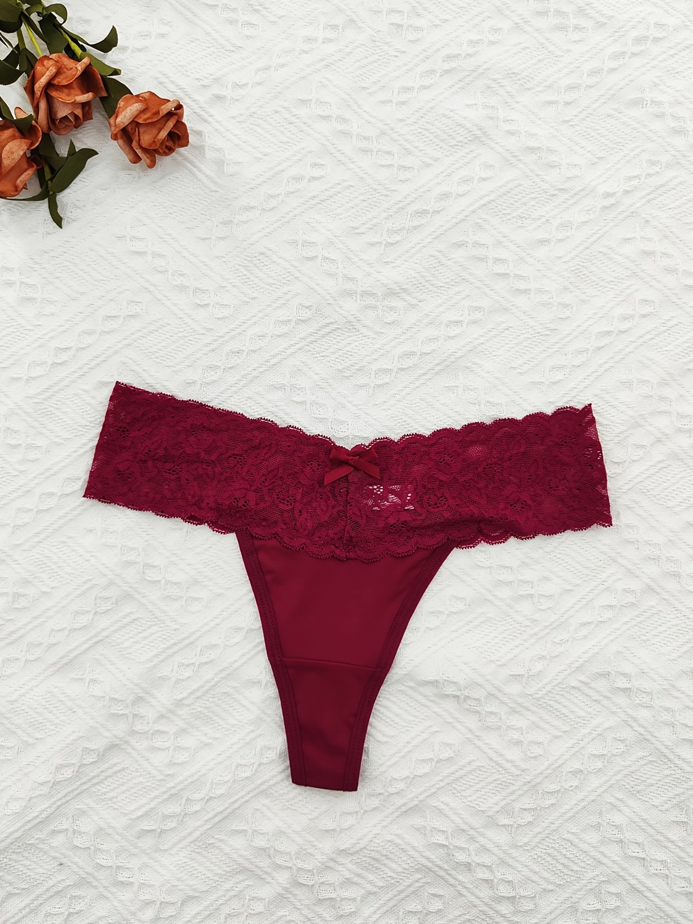 Women’s Lace Thongs Pack of 6 Soft Stretchy Jacquard Underwear