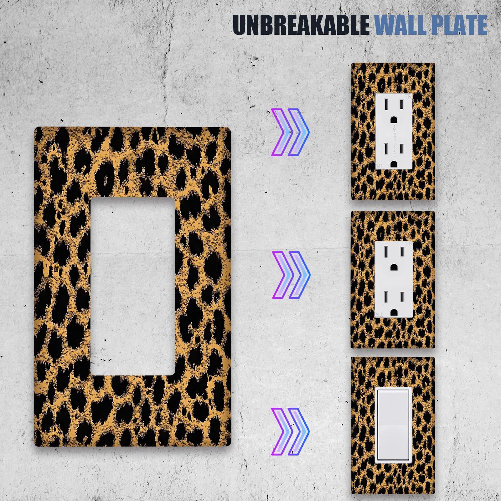 Leopard Print Thermoplastic Light Switch Cover for Indoor Outdoor Use