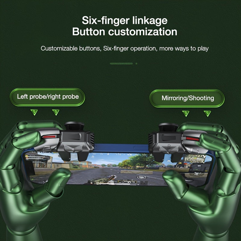 Mobile Game Controller with Assist Shooting Button for Six-Finger Operation