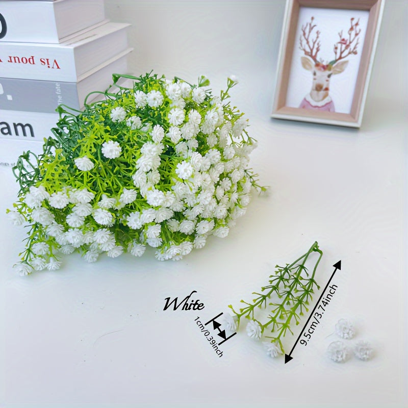 Flores artificiales 50 flores de gypsophila de plástico para decoración, simulando rosas hechas a mano