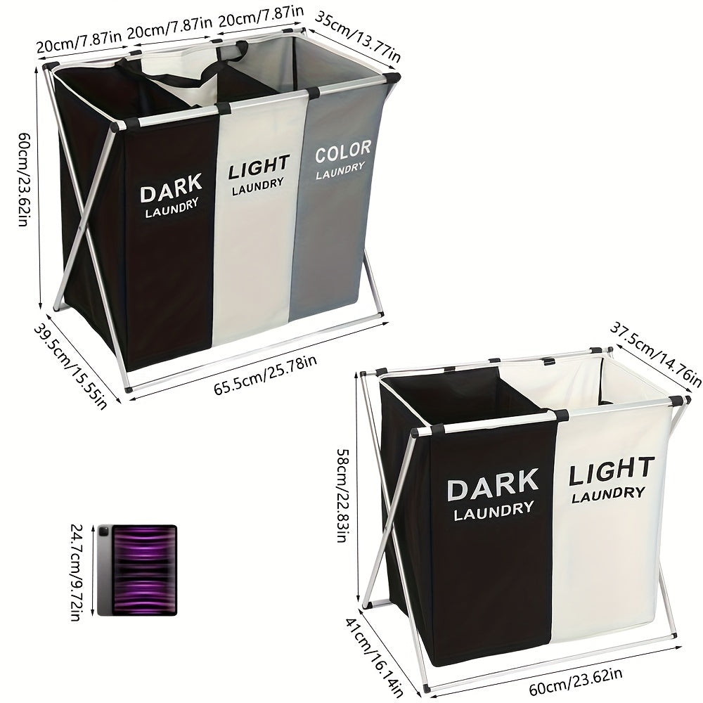 Cesta de ropa plegable con tapa, 2 o 3 compartimentos, organizador de ropa para el hogar