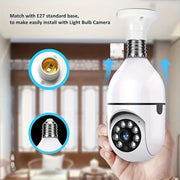 Wireless Smart Home Security Camera with E27 Bulb Holder Night Vision Audio LED Lights