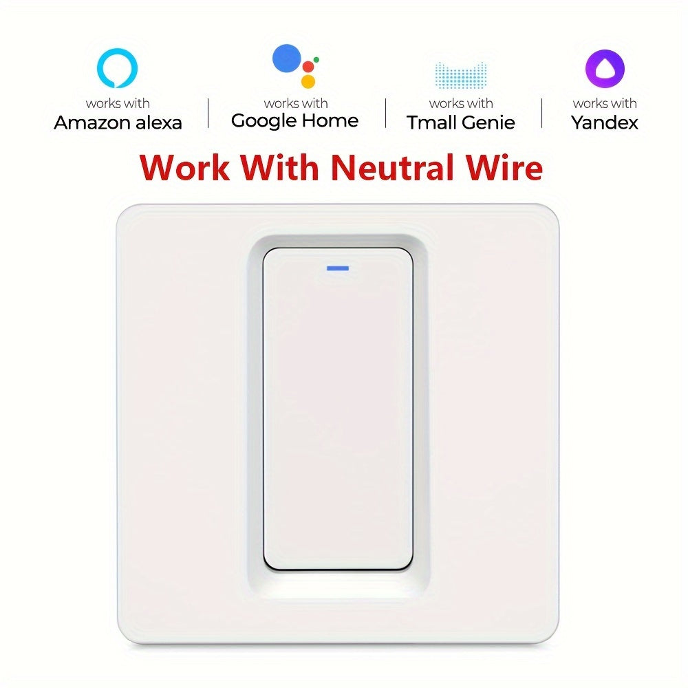 WiFi Smart Light Switch Single Pole App Voice Control Neutral Wire Required