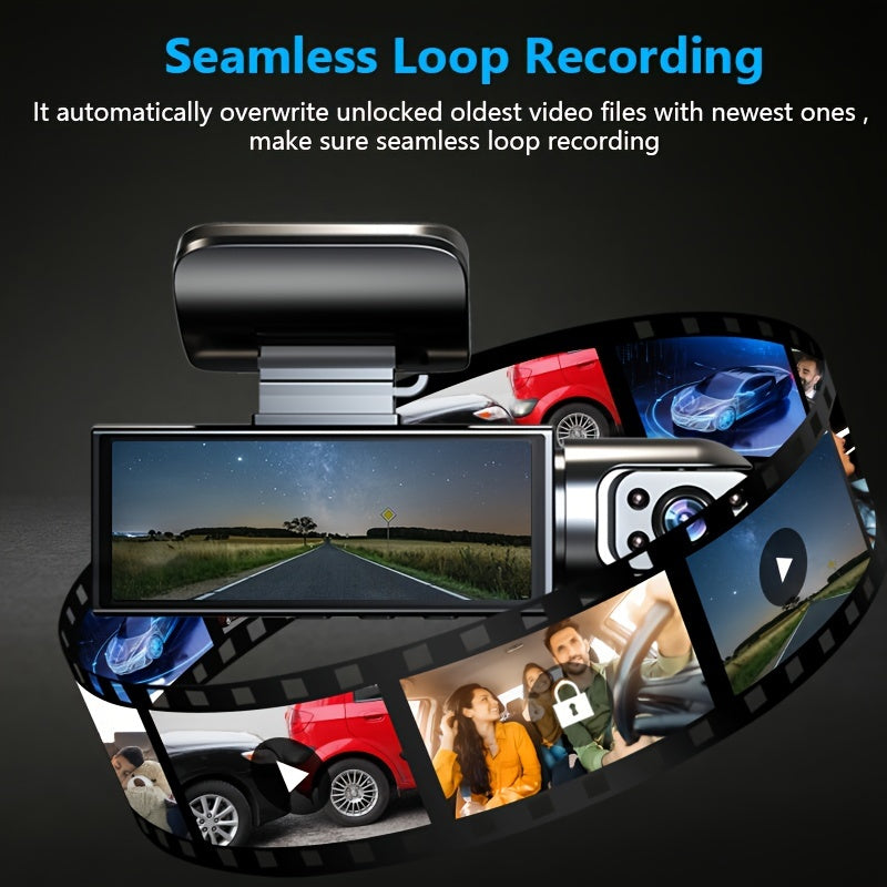 Car Dash Cam Dual Front and Inside 1080P Night Vision Loop Recording