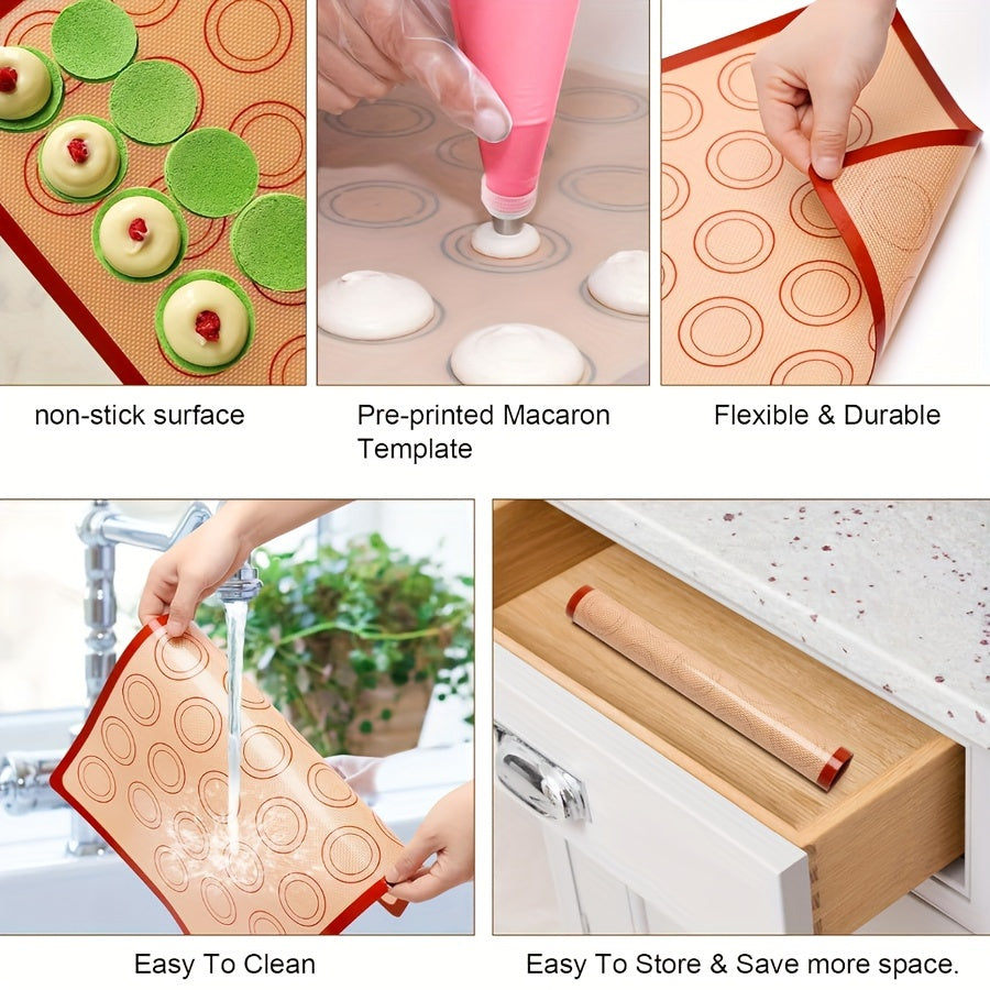 Set of 2 Silicone Baking Mats Non-Stick Reusable Heat Resistant for Cookies Macarons Bread