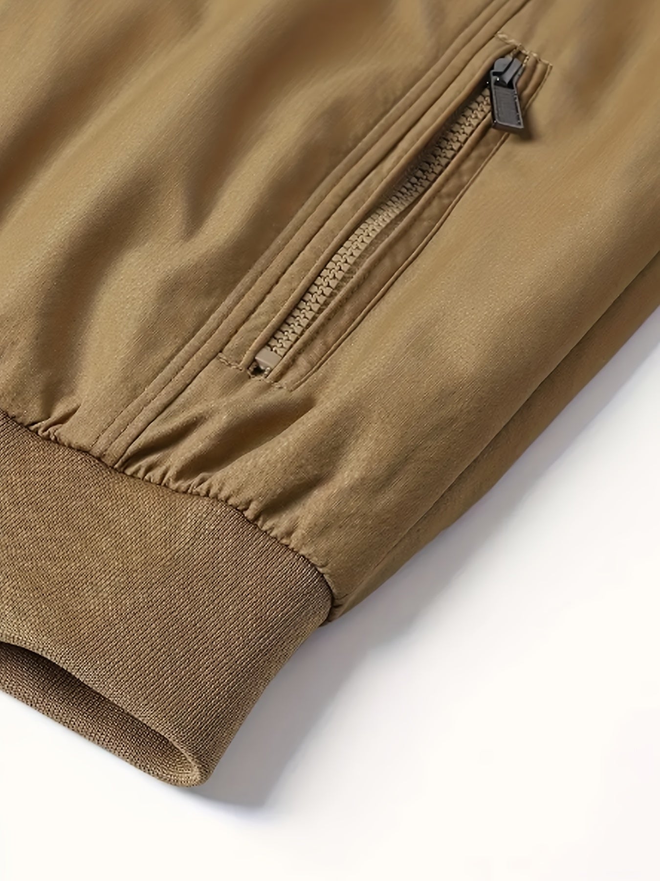 Men's Casual Polyester Fleece Jacket with Zipper Pockets Lapel Collar Windproof Regular Fit