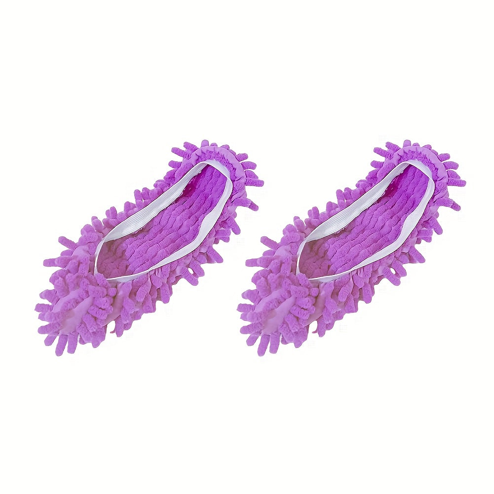 2 ta yumshoq qayta ishlatiladigan mopp poyabzal to'plami, mato poyabzal qoplamalari bilan, yuviladigan chang tozalash va tozalash poyabzallari uy pollari uchun