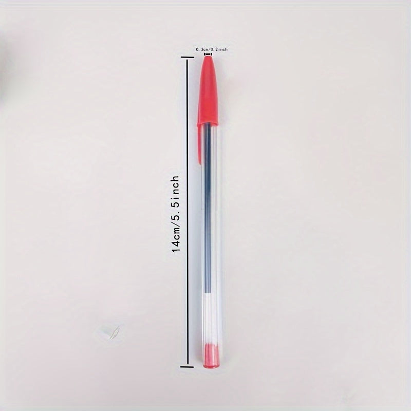 50 прозрачных круглых шариковых ручек с черной чернилами, быстро сохнущие, офисный школьный набор