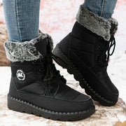 Women's Winter Snow Boots Mid-Calf Casual Solid Color Lace-Up Wedge