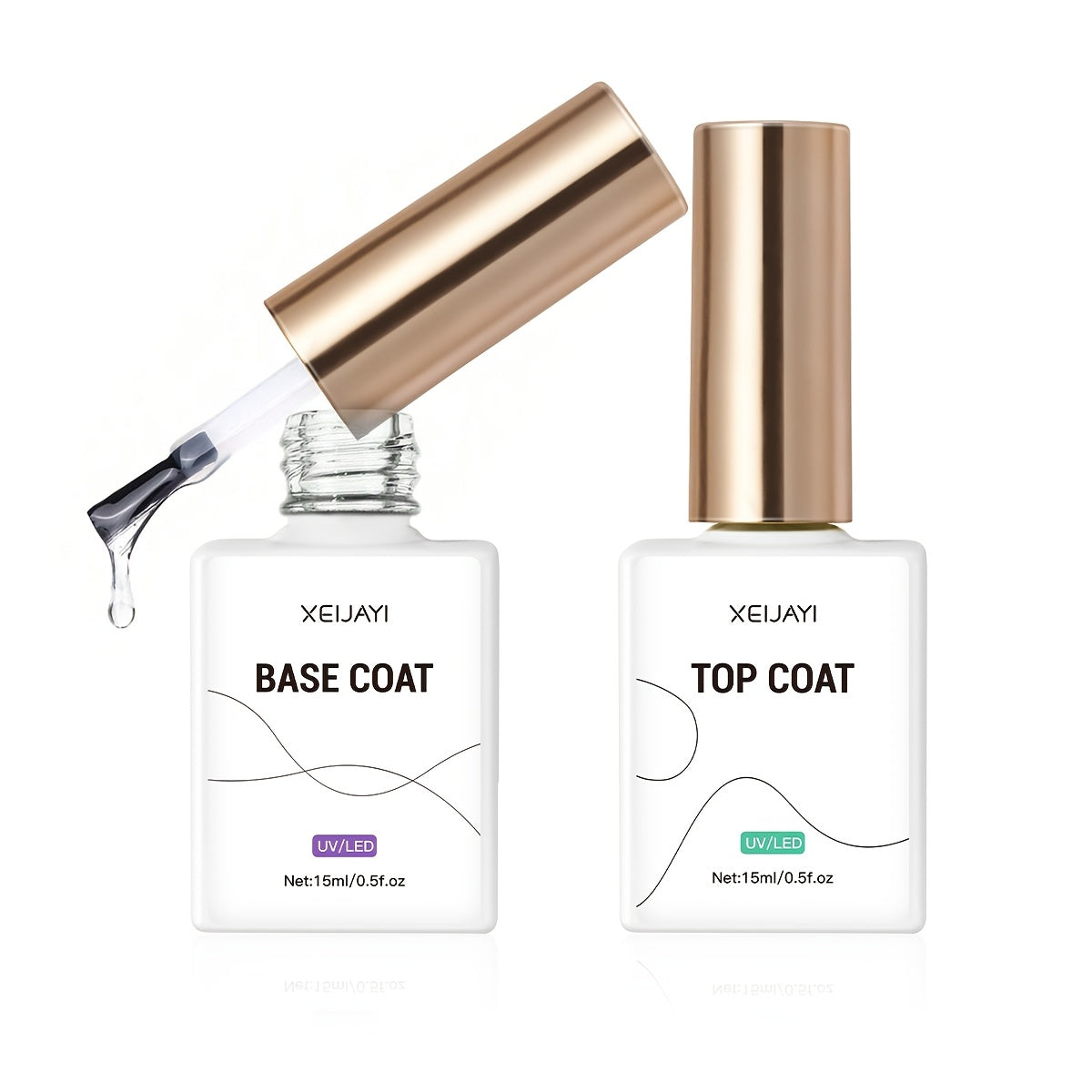 15ml Gel Nail Polish Set with Base and Top Coat UV LED Curable Unscented