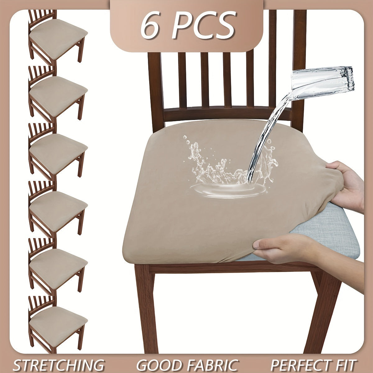 Высокоэластичные чехлы для стульев однотонных цветов, 4 или 6 штук в наборе. Пылезащитные и водоотталкивающие, washable и съемные. Идеально подходят для гостиных, столовых и отелей.
