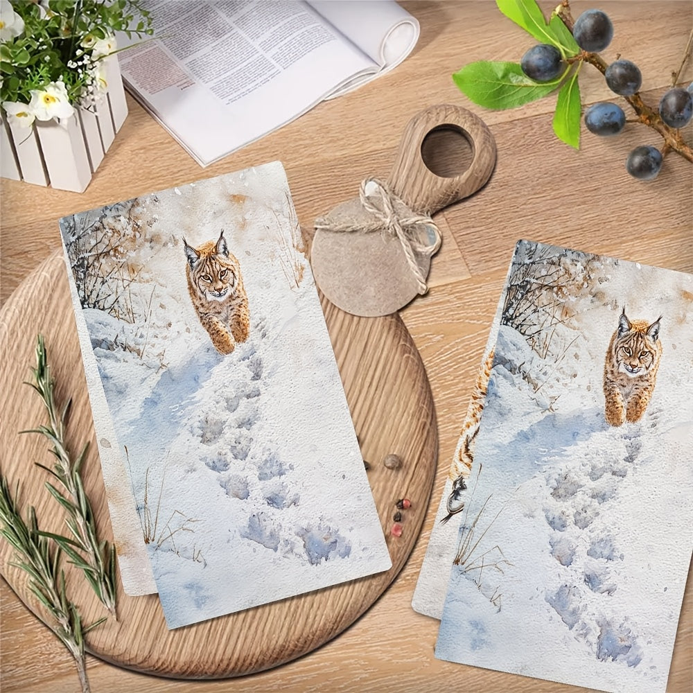 Two Pieces Coastal Kitchen Towels, Super Absorbent Polyester, 16x24 Inches