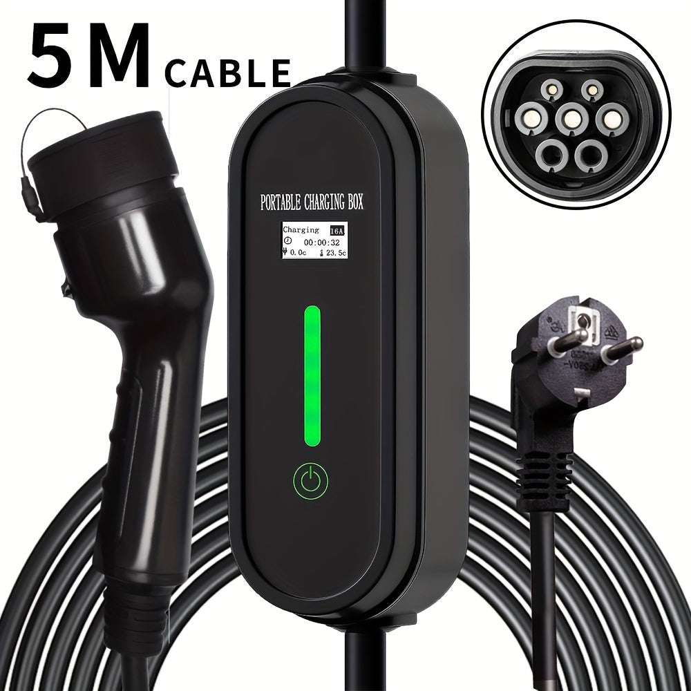 Cargador universal para vehículos eléctricos con cable de 5M, carga rápida AC, 16A