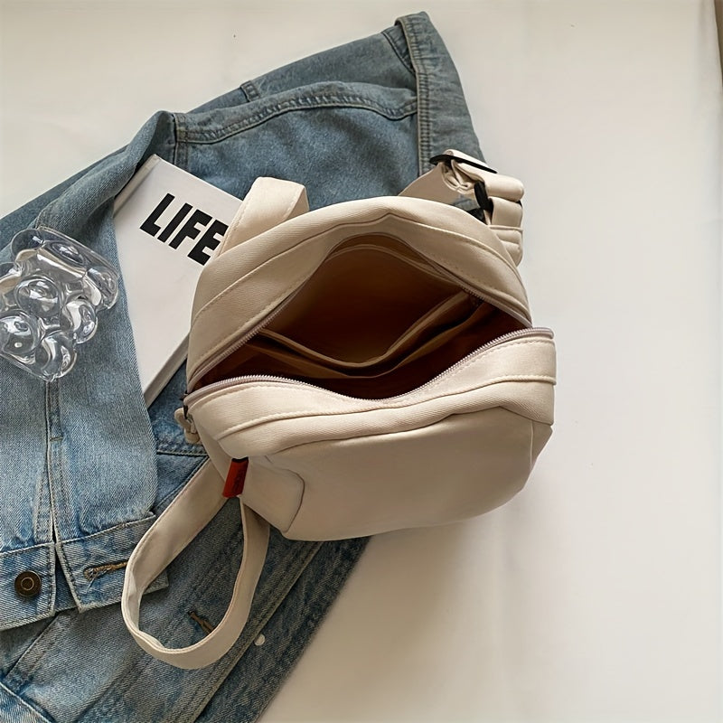 Women's Nylon Crossbody Bag Casual Solid Color with Front Zipper Pocket for Work and Daily Use