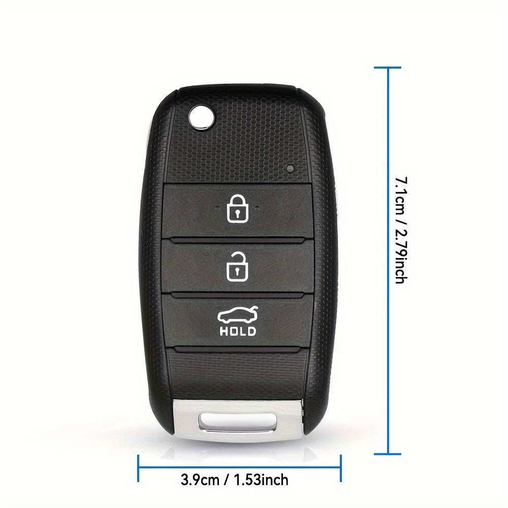 Car Key Shell Replacement Black ABS Metal 3 Button Fob Housing with Lock Unlock Panic