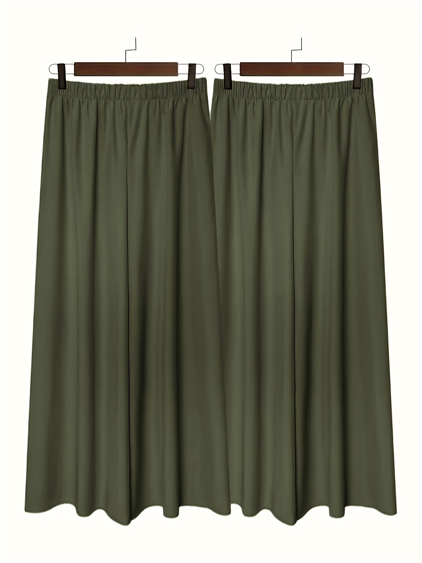 Conjunto de pantalones de tiro alto y pierna ancha para mujer, color sólido, de poliéster suelto y fluido para primavera, verano y otoño