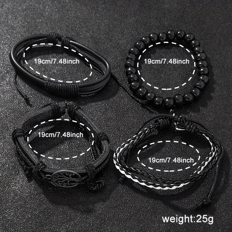 Men's Sports Casual Round Dial Mesh Strap Quartz Watch and Bracelet Set