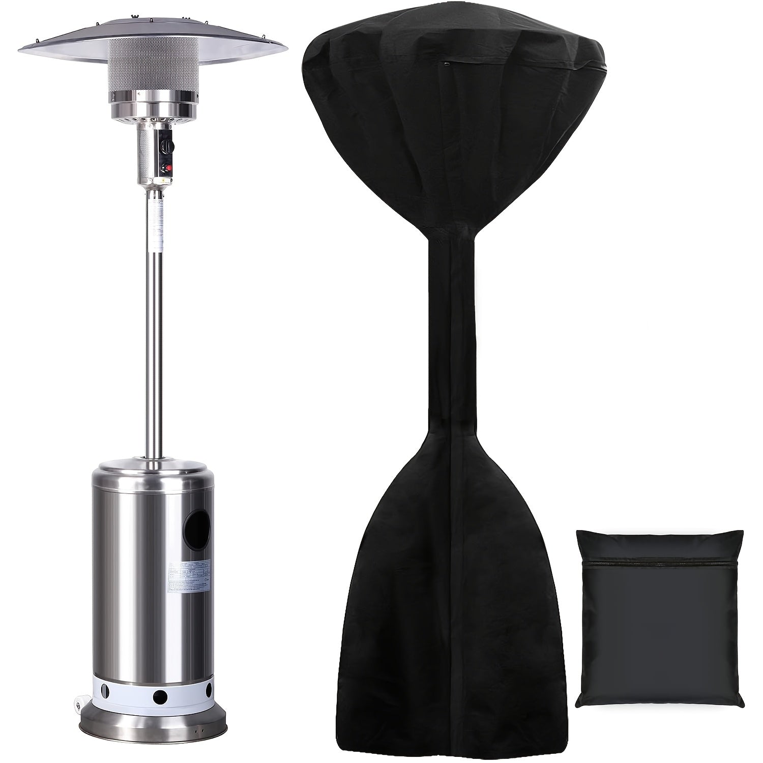 Outdoor Heater Cover Black Oxford Fabric Weatherproof Wind UV Resistant 86cm x 48cm x 241cm