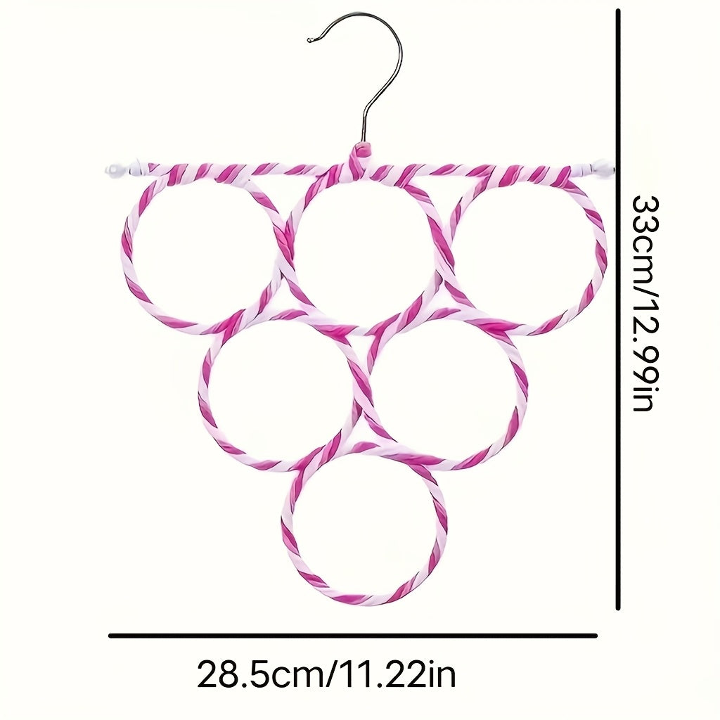 Ko'p rangli rattan qog'oz halqalar bilan temir doira sharf tutgichi, bog'lamlar va sharflarni tartibga solish uchun