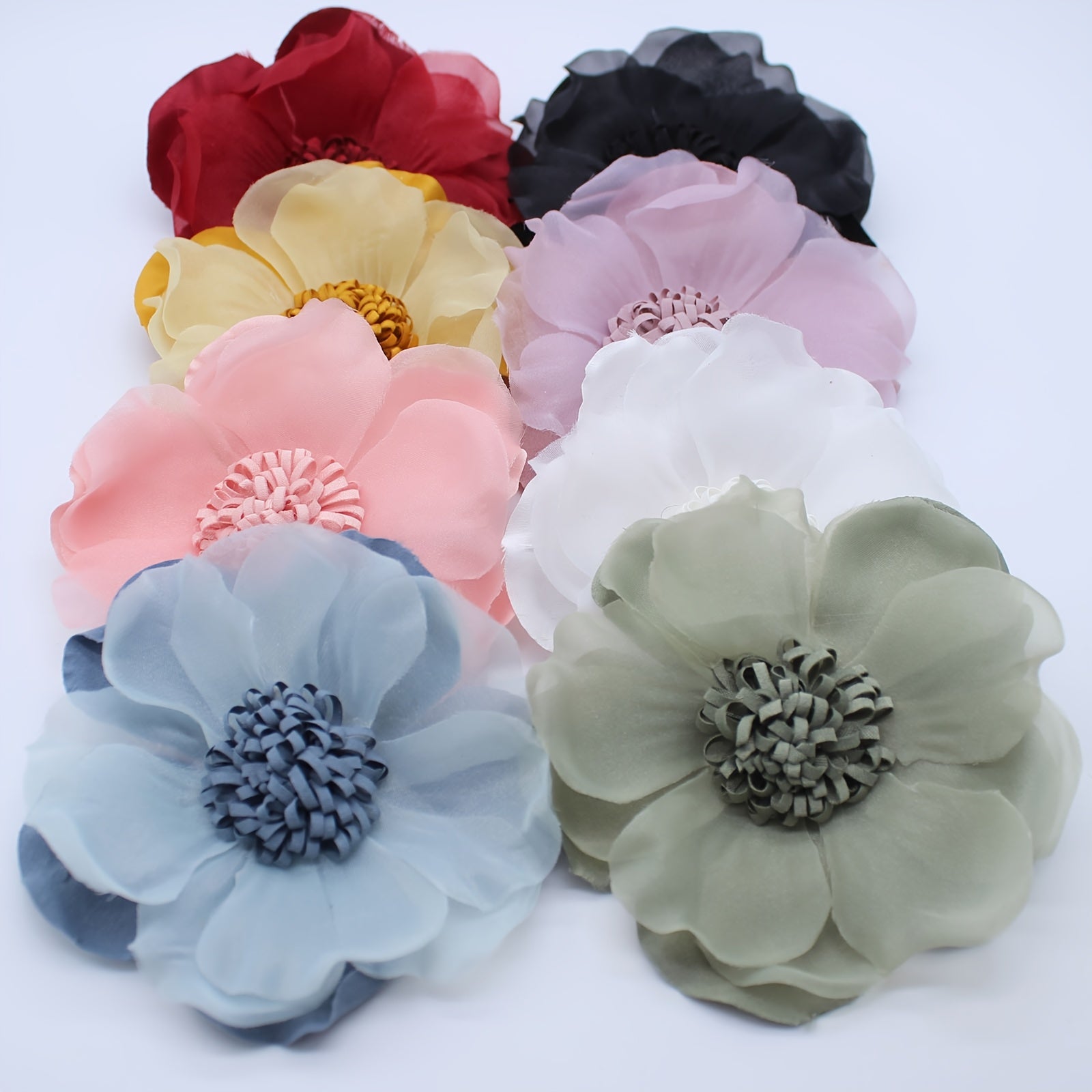 Women's Removable Floral Shoe Clips with Multi-Color Camellia Design