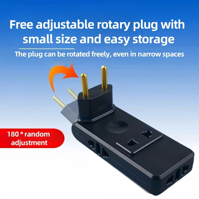 Adaptador de corriente de viaje europeo 1 a 4 enchufes europeos, rotación de 180°, 110V/220V