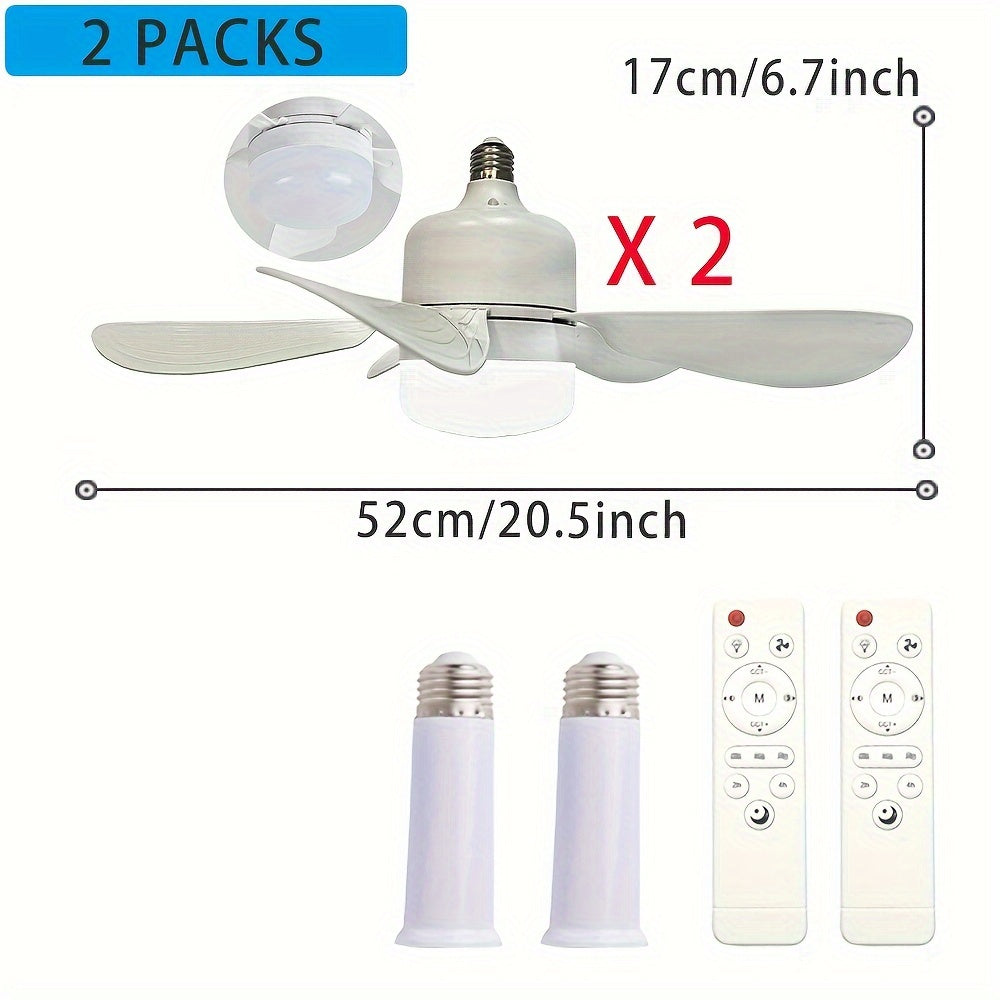 Silent LED Ceiling Fan with Light and Remote Control, Adjustable, E26/E27 Fittings