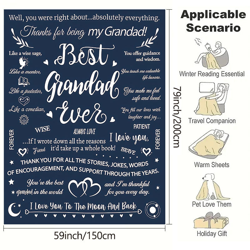 Personalized Throw Blanket for Grandad Soft Cozy Gift from Grandchildren