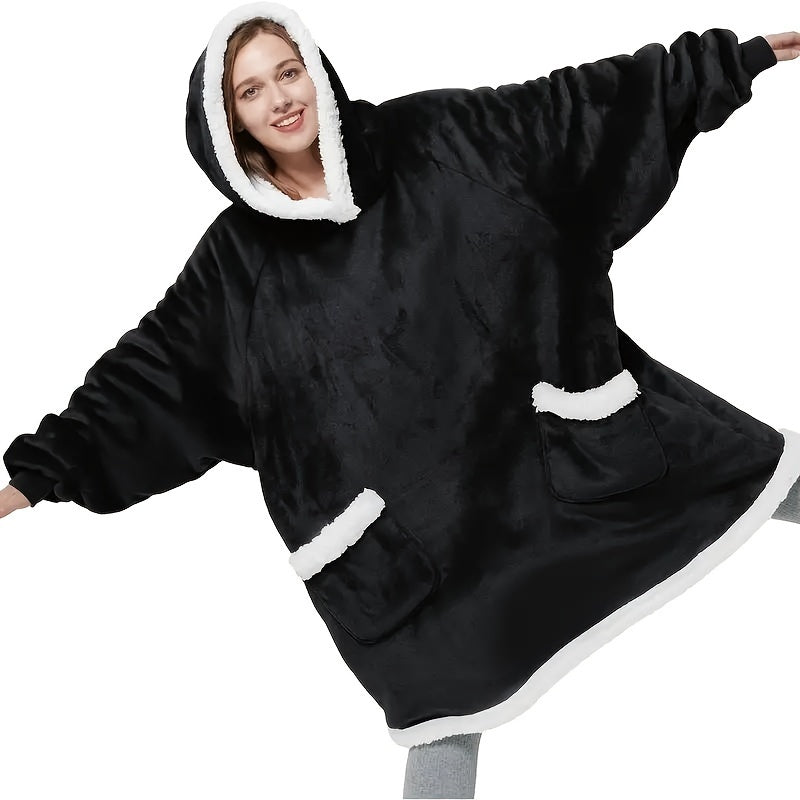 Manta vestible de tamaño extra para hombres y mujeres, suave franela con bolsillo frontal