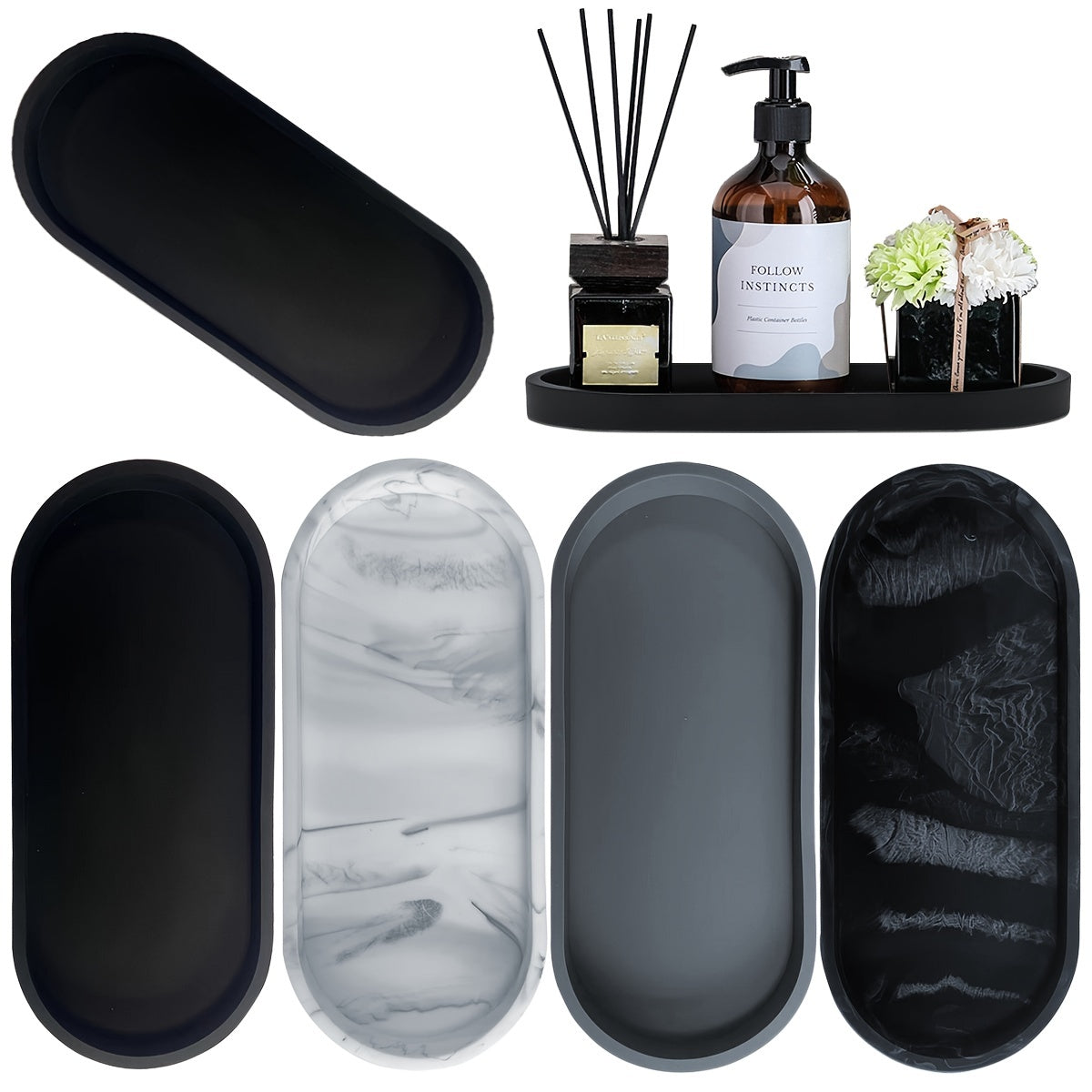 Silicone Bathroom Storage Tray for Cosmetics and Essentials