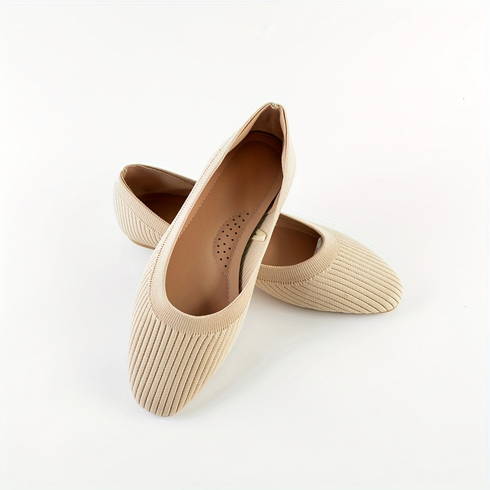 Women's Slip-On Ballet Flats Breathable Knit Black Lightweight Comfort