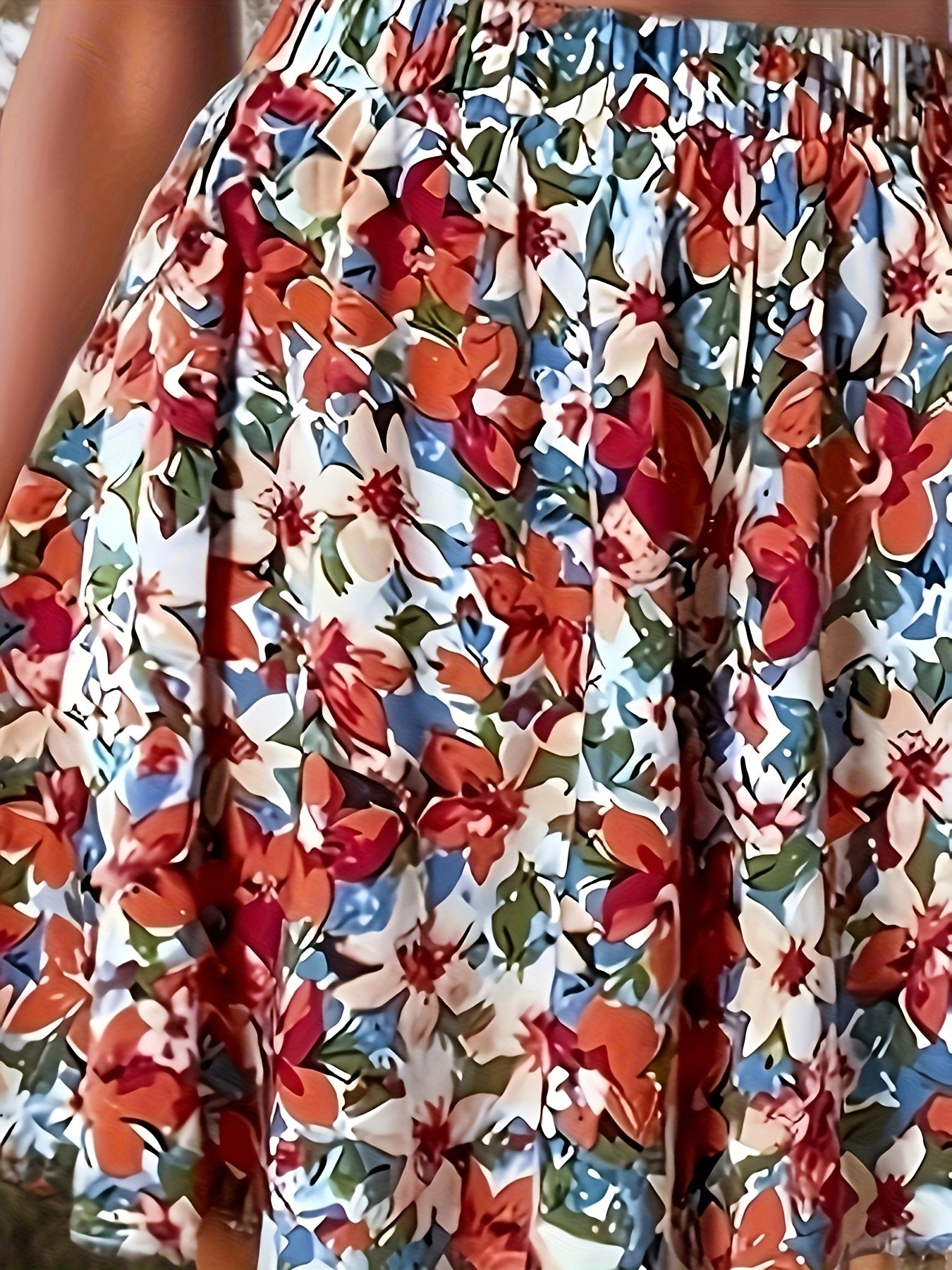 Women's Floral Print Skort, Vibrant Colors, High-Waisted, Spring Summer Fashion