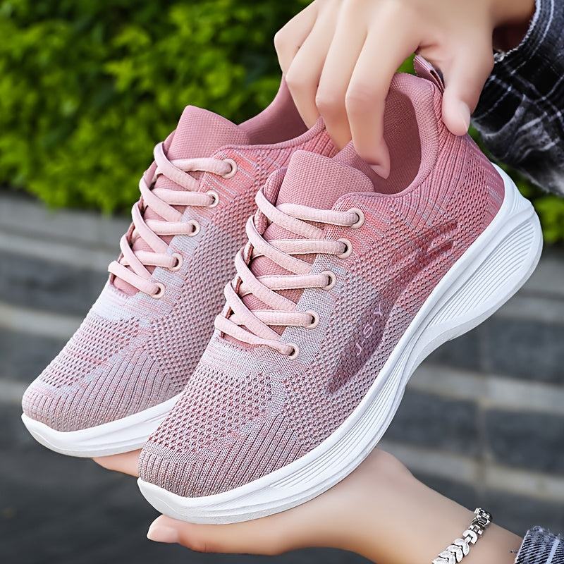 Women’s Mesh Casual Sneakers Lightweght Low-Top Lace-Up Beige
