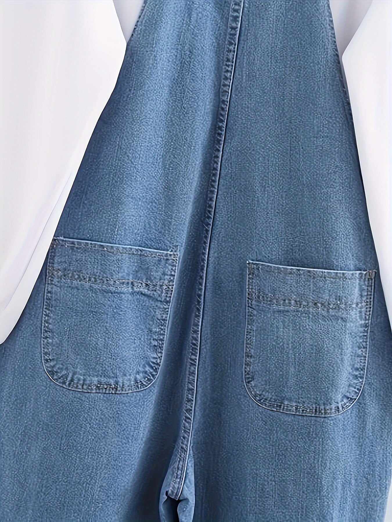 Women's Plus Size Light Blue Denim Overalls with Adjustable Straps and Front Pockets