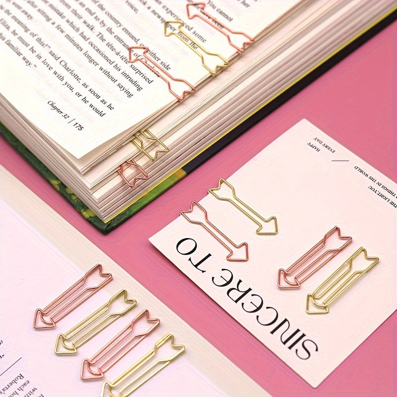 10 Colorful Arrow-Shaped Paper Clips Metal Spiral Office Data Clips Memo Binding Clips