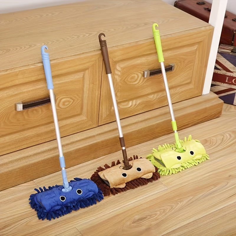 Mini Cartoon Mop Toy for Floor Cleaning, Portable, Wet and Dry Use