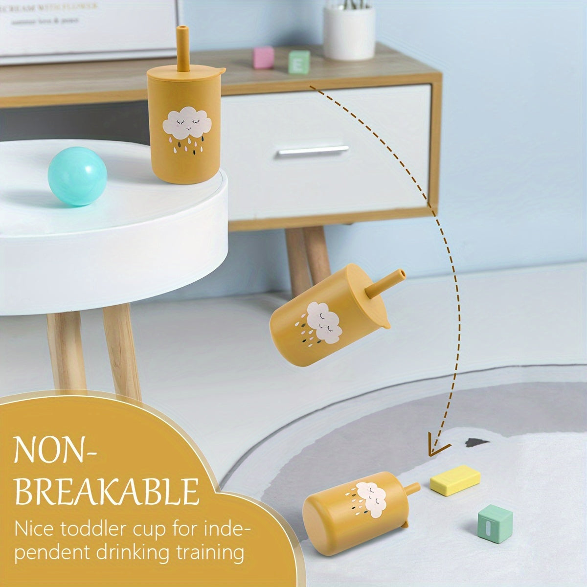 Silicone Unbreakable Sippy Cup for Kids with Easy Grip for Outdoor Use