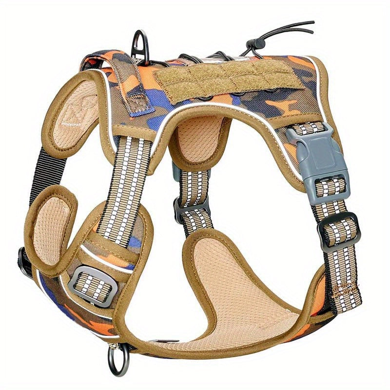 Adjustable Large Dog Harness Reflective Camouflage Polyester Training Control