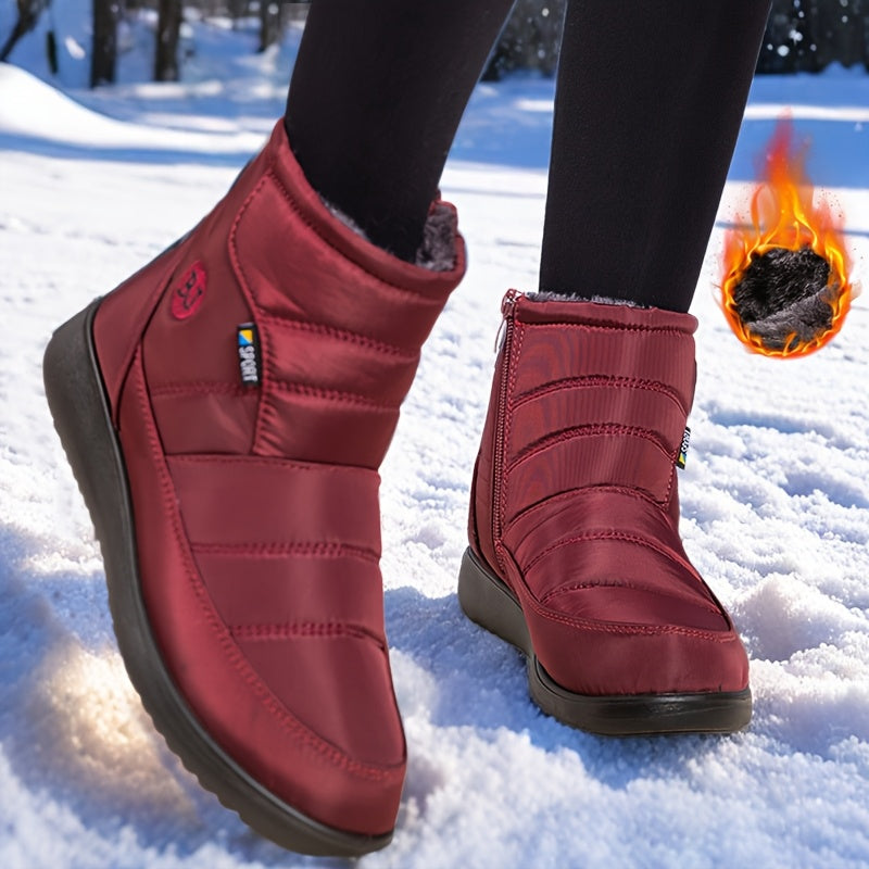 Women's Winter Snow Boots Insulated Cold Weather Ankle Shoes Black Extended Sizes