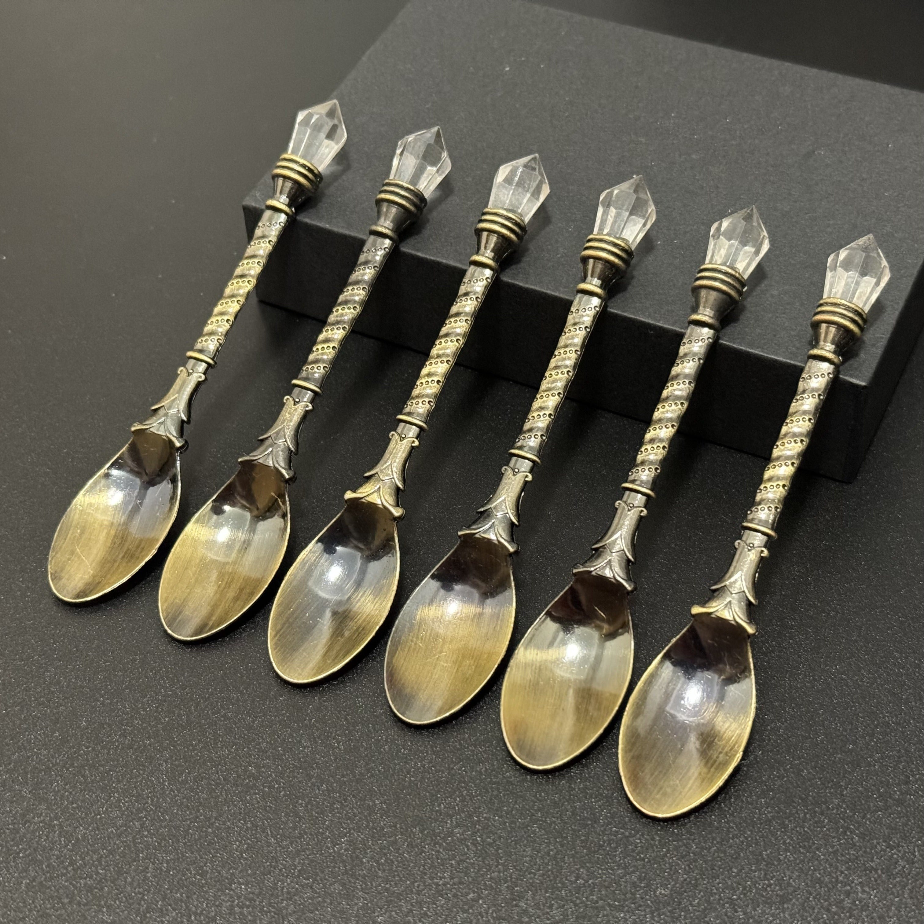 Gold-Plated Coffee Spoon with Crystal Handle for Holiday Celebrations