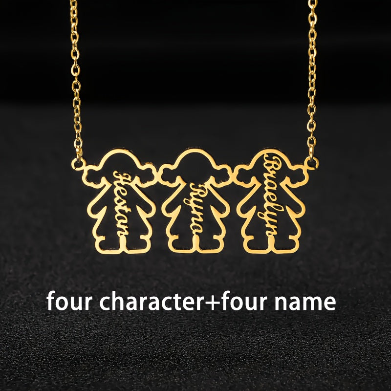 Personalized Stainless Steel Pendant Necklace with Multiple Names for Women